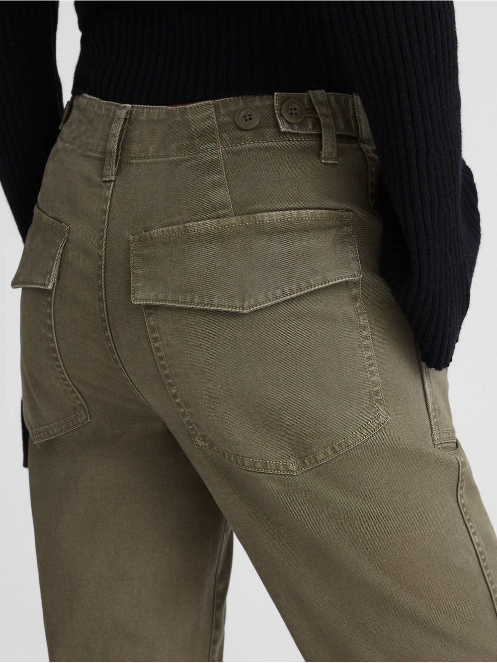 Madewell Skinny Fatigue Utility Cargo Pants Olive Green Ankle Zip Size 26 - Picture 3 of 16